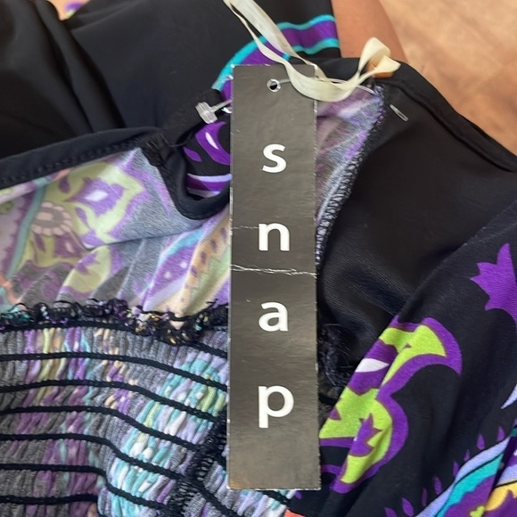 NWT Snap black and purple sundress w/ elastic waistband, adjustable straps Large - Picture 11 of 13